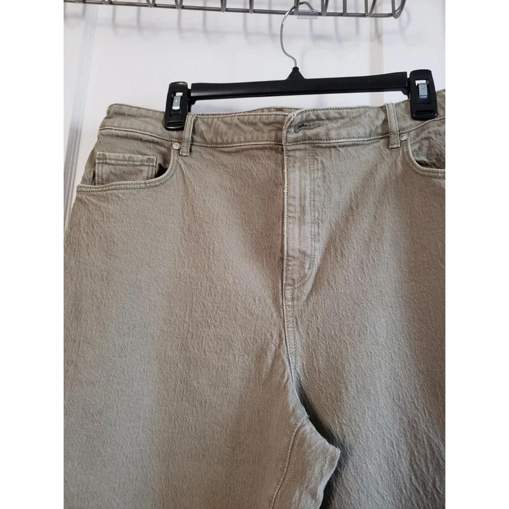 Loft The Straight Crop Jeans‎ Women SZ 12  High Rise Curvy Fit Leg Green Raw Hem